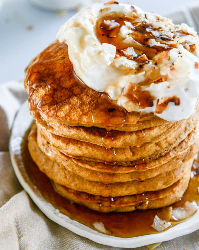 <strong>Get the <a href="http://www.howsweeteats.com/2014/11/buttermilk-sweet-potato-pancakes-with-coconut-whipped-cream/" target="_blank">Buttermilk Sweet Potato Pancakes recipe</a>&nbsp;from How Sweet It Is</strong>