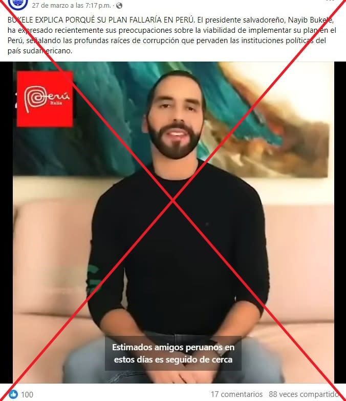 <span>Captura de pantalla de una publicación en Facebook, realizada el 8 de abril de 2024</span>