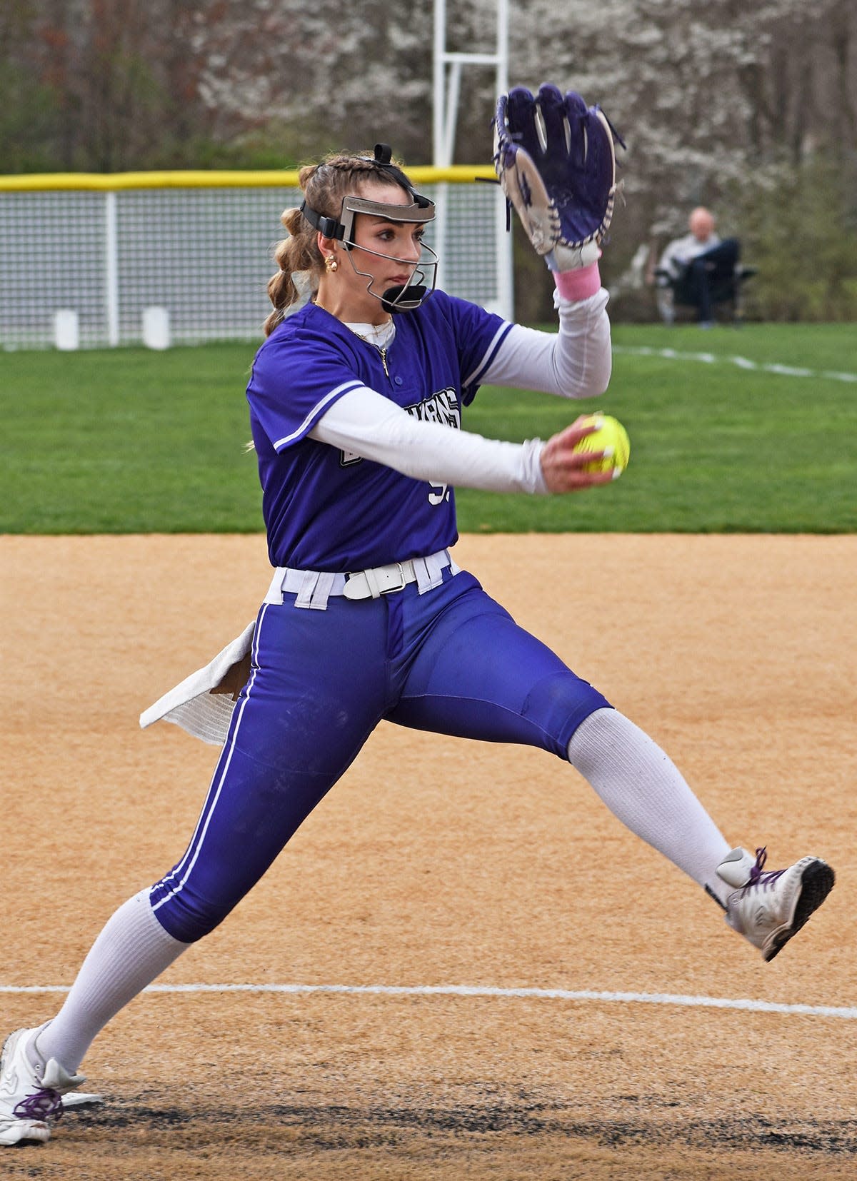 Wallenpaupack Area ace and reigning Tri-County Independent Athlete of the Week Gabby Hieber deals to the dish during Lackawanna League softball action versus West Scranton.