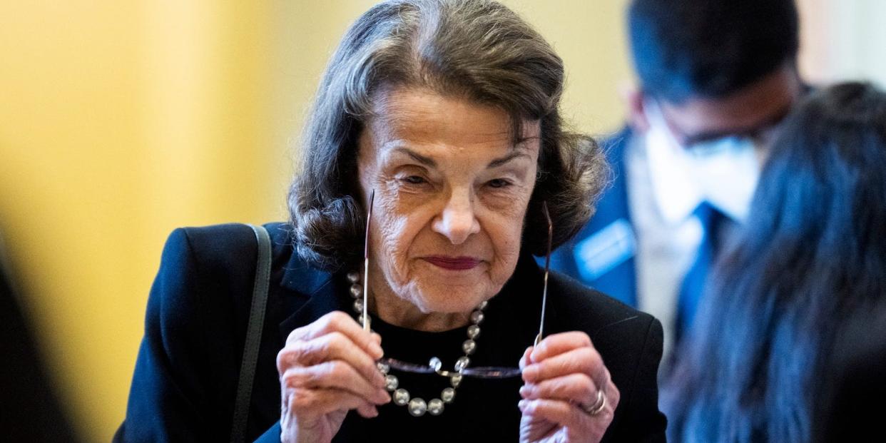 Democratic Sen. Dianne Feinstein of California at the Capitol on April 26, 2022.