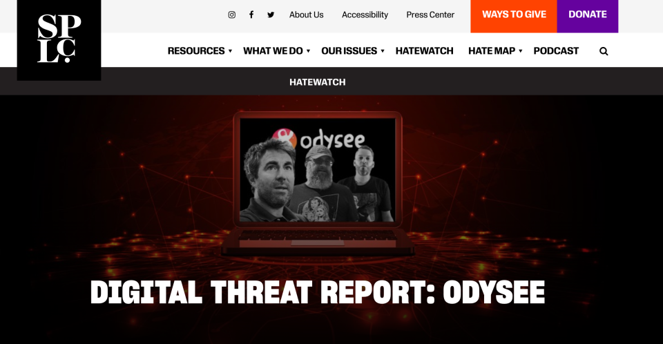 The Southern Poverty Law Center's new Digital Threat Report examines fundraising on the video streaming site Odysee.
