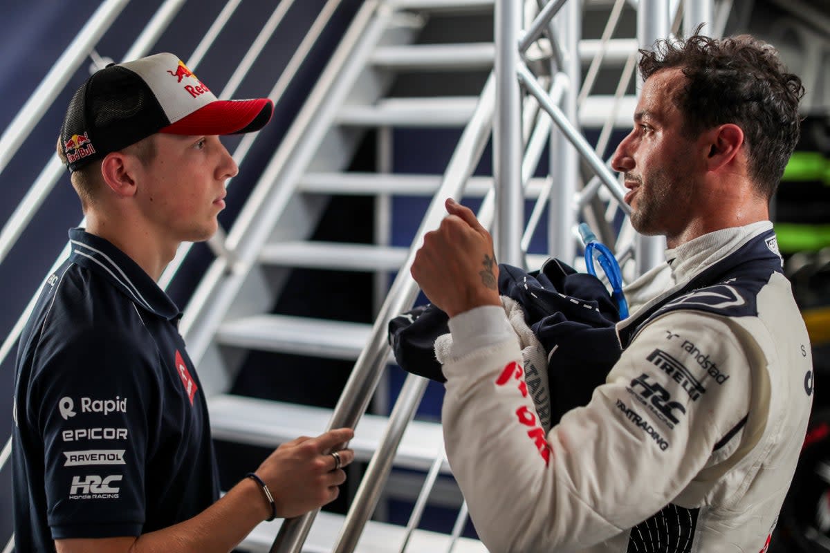 Liam Lawson (left) will replace Ricciardo for this weekend’s Dutch Grand Prix (Getty Images)
