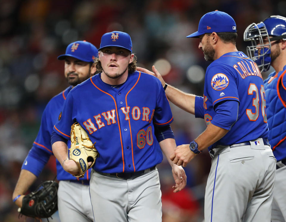 Mets starter PJ Conlon tweeted the perfect response to being traded back-and-forth with the Dodgers. (AP)