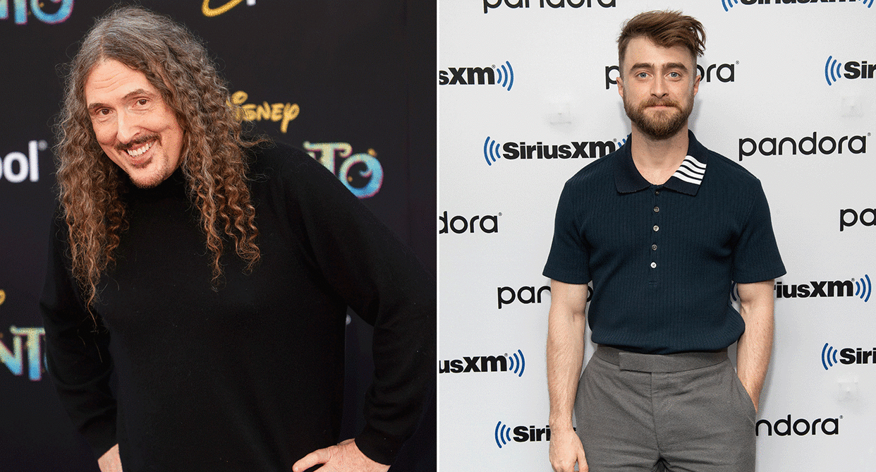 Daniel Radcliffe has been photographed in costume as Weird Al Yankovic. (Getty Images)