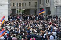 Activists hold an anti-government protest in Yerevan