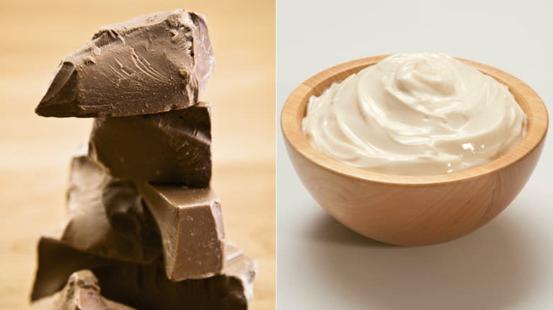 Milk chocolate and cream cheese