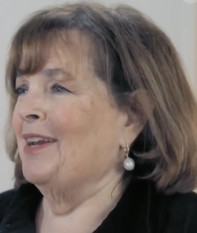 Ina Garten smiles in an interview with a "Food" category tag, likely discussing her culinary experiences