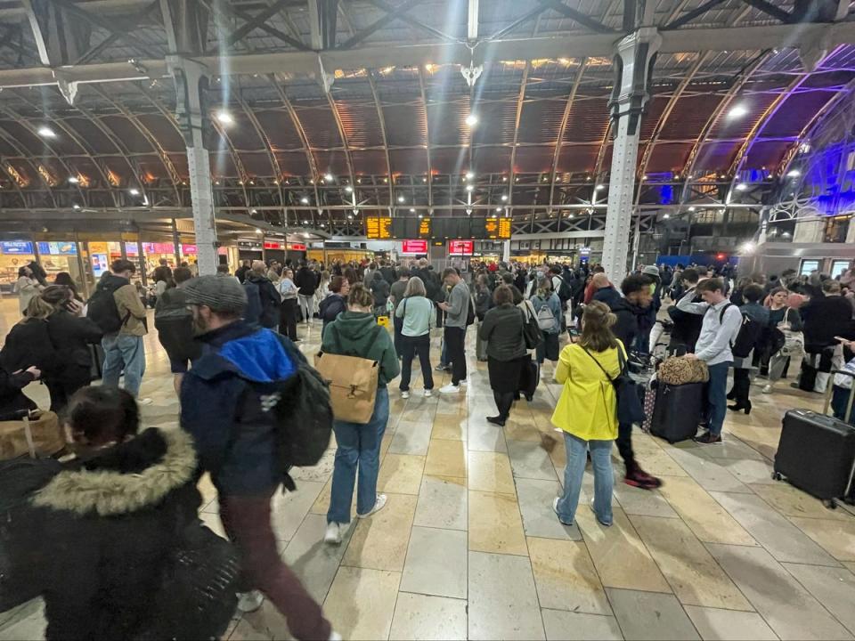 Travellers at Paddington Station on Friday as services remained disrupted (UK)