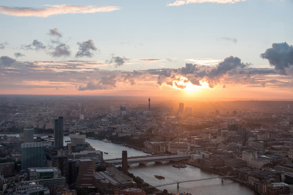 Sunset in London with some of it's landmarks