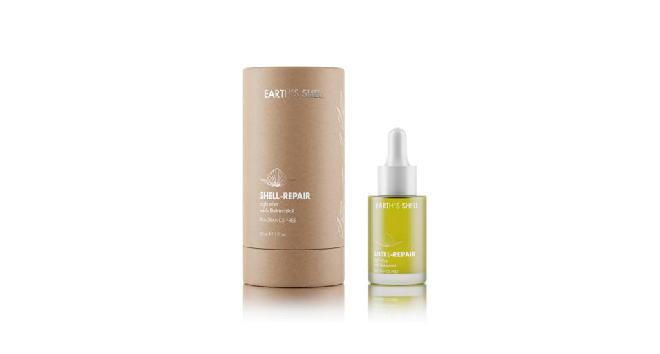 German uses Earth’s Shell Shell-Repair from her own skin care line. The pre-serum treatment contains bakuchiol, which is a plant-based alternative to retinol. (Photo: Earth's Shell)