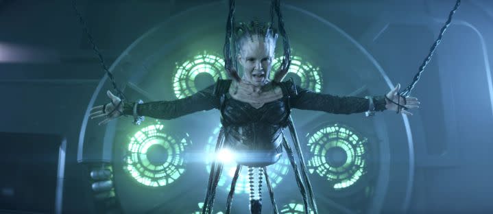 The Borg Queen descends in Star Trek: Picard.