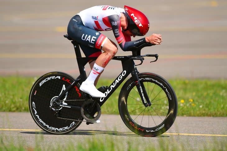 Brandon McNulty in full time trial mode at the Tour de Romandie