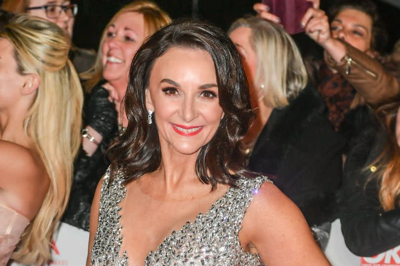 shirley ballas on the red carpet silver dress