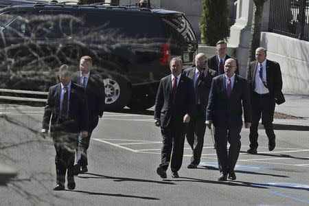 Members of the House Freedom Caucus arrive for a meeting with U.S. President Donald Trump at the White House in Washington, March 23, 2017. REUTERS/Carlos Barria