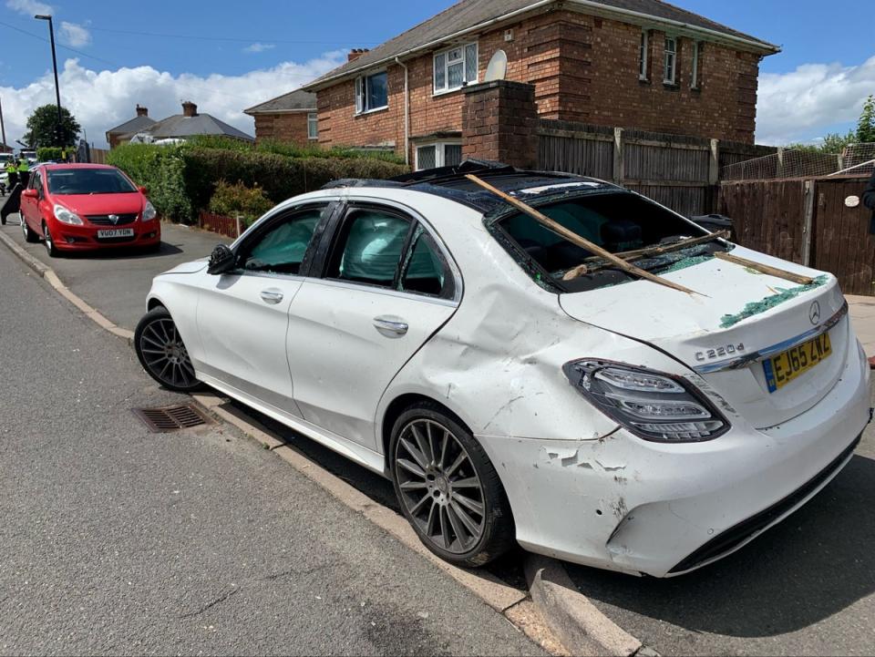 A passing car was damaged at the time of the gas blast (PA)