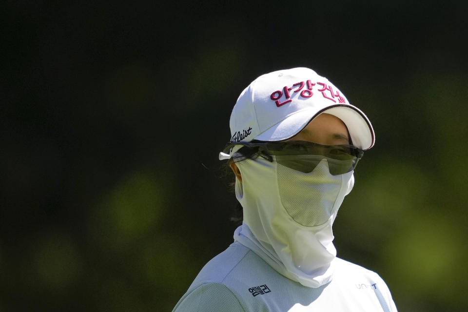 Jin Hee Im, of South Korea, walks the fairway of the 16th hole during a practice round for the Women's PGA Championship golf tournament at Sahalee Country Club, Wednesday, June 19, 2024, in Sammamish, Wash. (AP Photo/Lindsey Wasson)