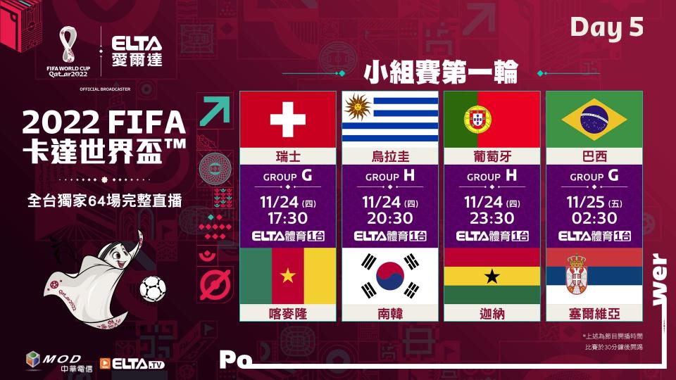 2022 FIFA卡達世界盃鎖定愛爾達 賽程Day 5觀戰焦點。官方提供