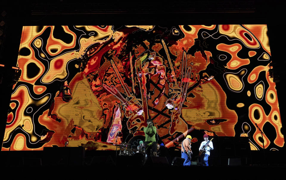 ed Hot Chili Peppers durante su presentación en el festival Vive Latino en la Ciudad de México el domingo 19 de marzo de 2023. (Foto AP/Fernando Llano)