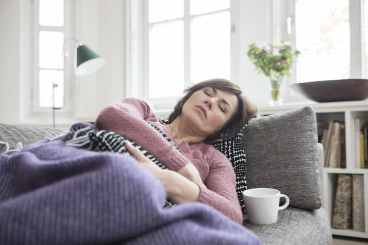 woman on the couch taking a nap