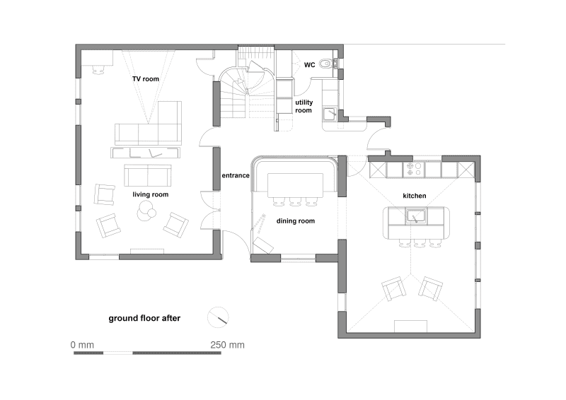 The after version of the ground floor of a house in Paris.