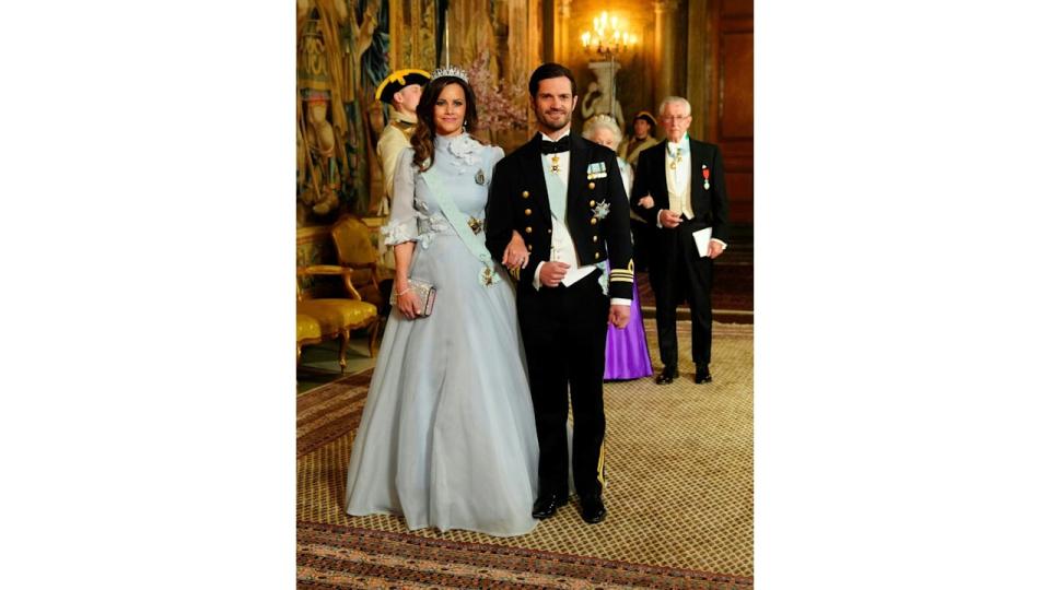 Prince Carl Philip of Sweden and Princess Sofia of Sweden arrive for a banquet