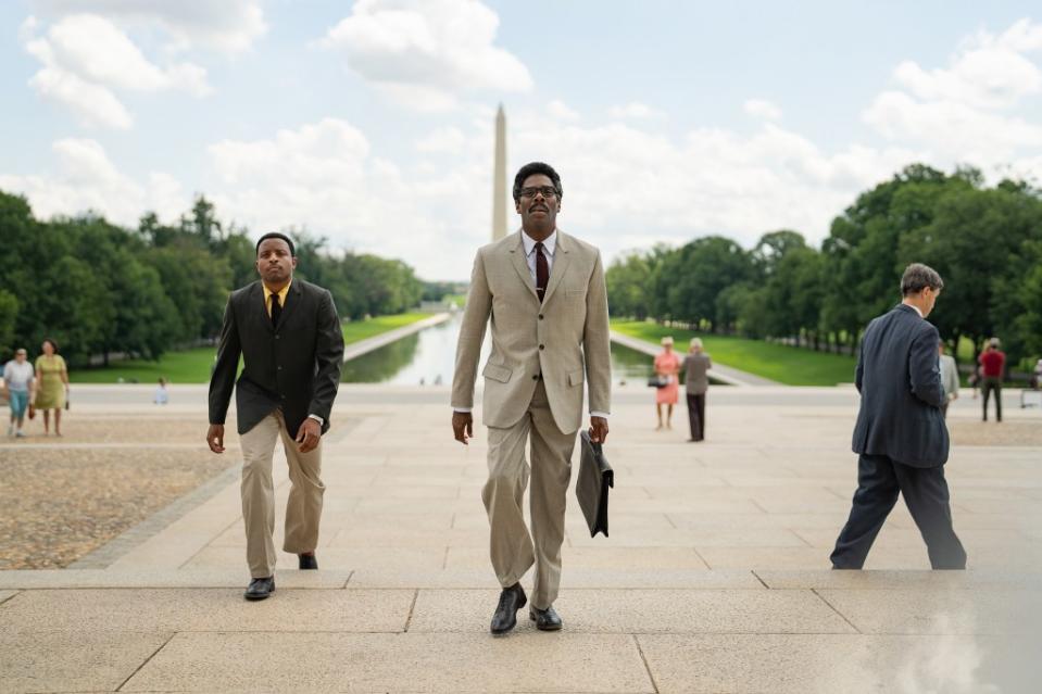 Rustin. (L to R) Aml Ameen as Martin Luther King and Colman Domingo as Bayard Rustin in Rustin. Cr. Parrish Lewis/Netflix © 2022