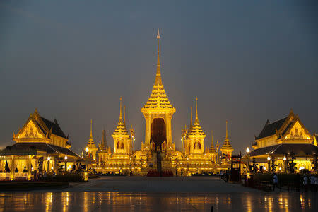 The Royal Crematorium site is seen before the funeral procession for Thailand's late King Bhumibol Adulyadej near the Grand Palace in Bangkok , Thailand, October 26, 2017. REUTERS/Athit Perawongmetha