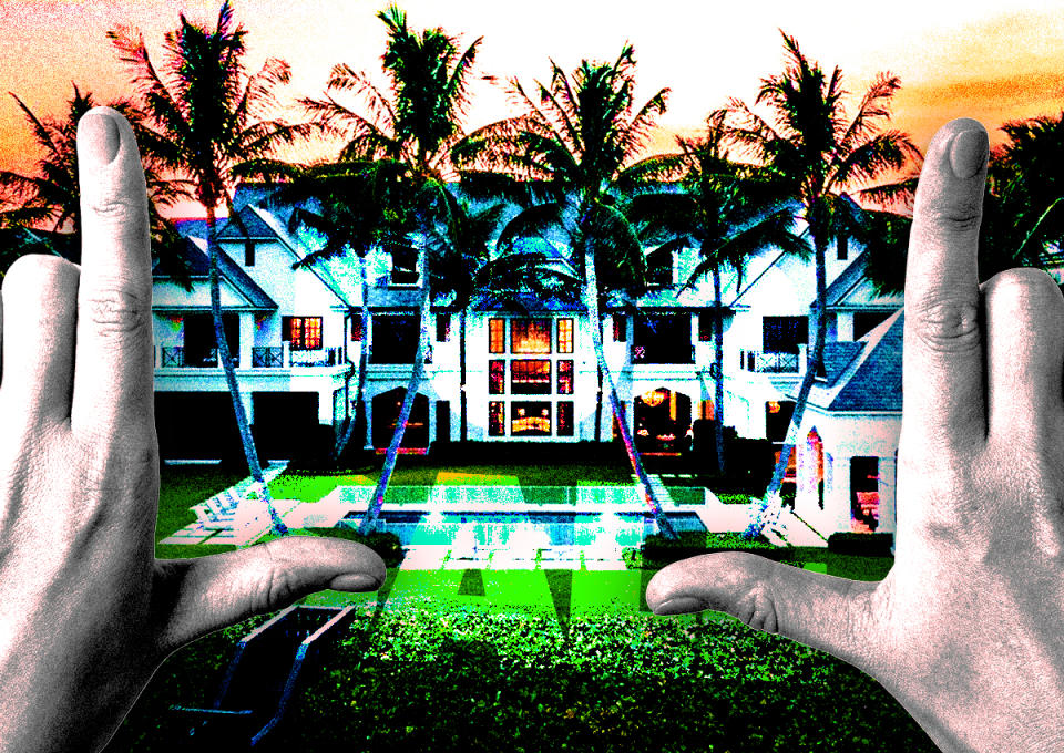 A photo illustration of 2455 South Ocean Boulevard in Highland Beach (Getty, Compass Real Estate)
