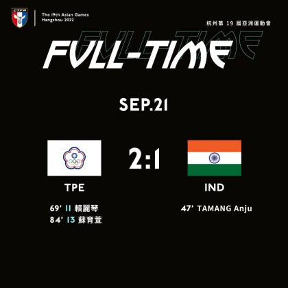 中華女足以2：1打敗印度。（圖／翻攝自中華民國足球協會CTFA臉書）