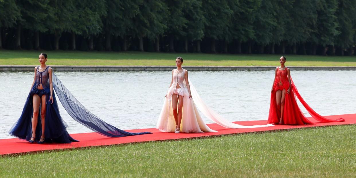 versailles, france june 26 models walk the runway during 