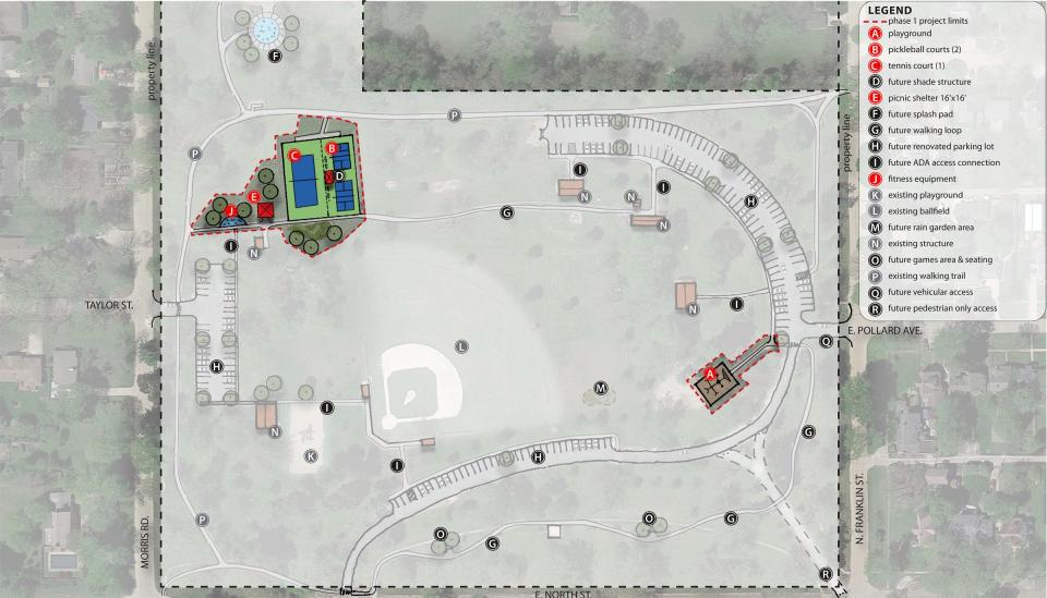 An overhead view of Renfrew Park in Dwight showing where improvements are scheduled to be made. The Village of Dwight was recently named as a recipient of an OSLAD Grant in the amount of $600,000 to make the improvements.