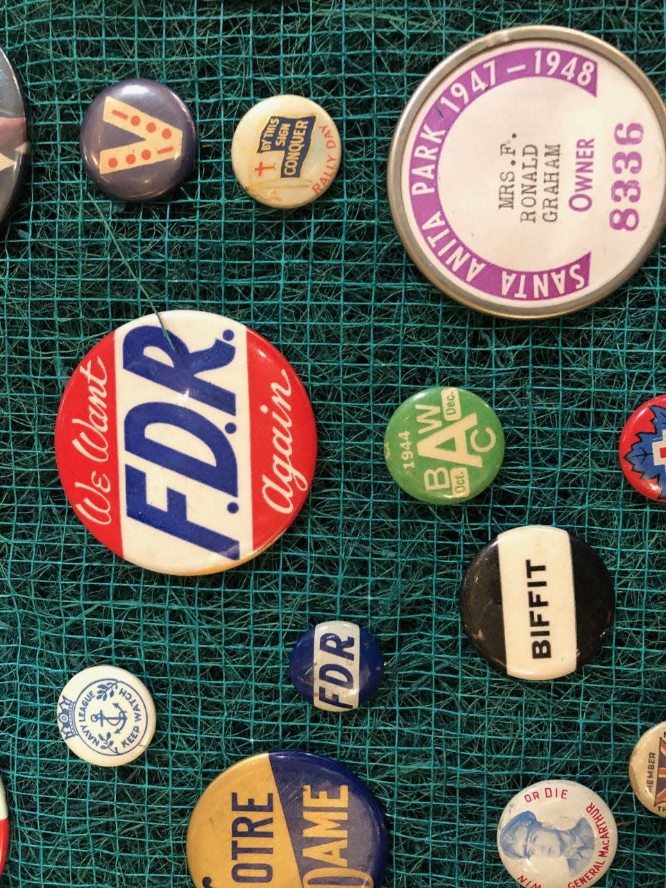 Campaign buttons run the gamut of sizes and shapes.