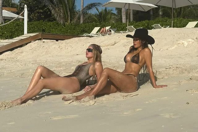 <p>Kim Kardashian/Instagram</p> Kim and Khloe Kardashian in Turks and Caicos.