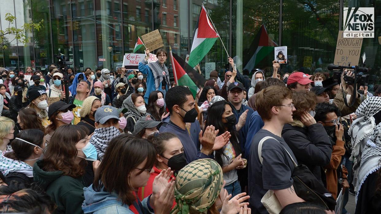 Anti-Israel protesters rally outside of New York University’s campus