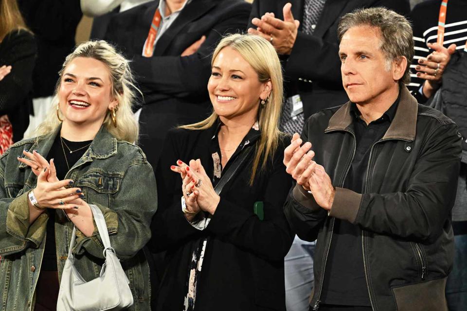 <p>Mustafa Yalcin/Anadolu/Getty</p> Ben Stiller, Christine Taylor and daughter Ella