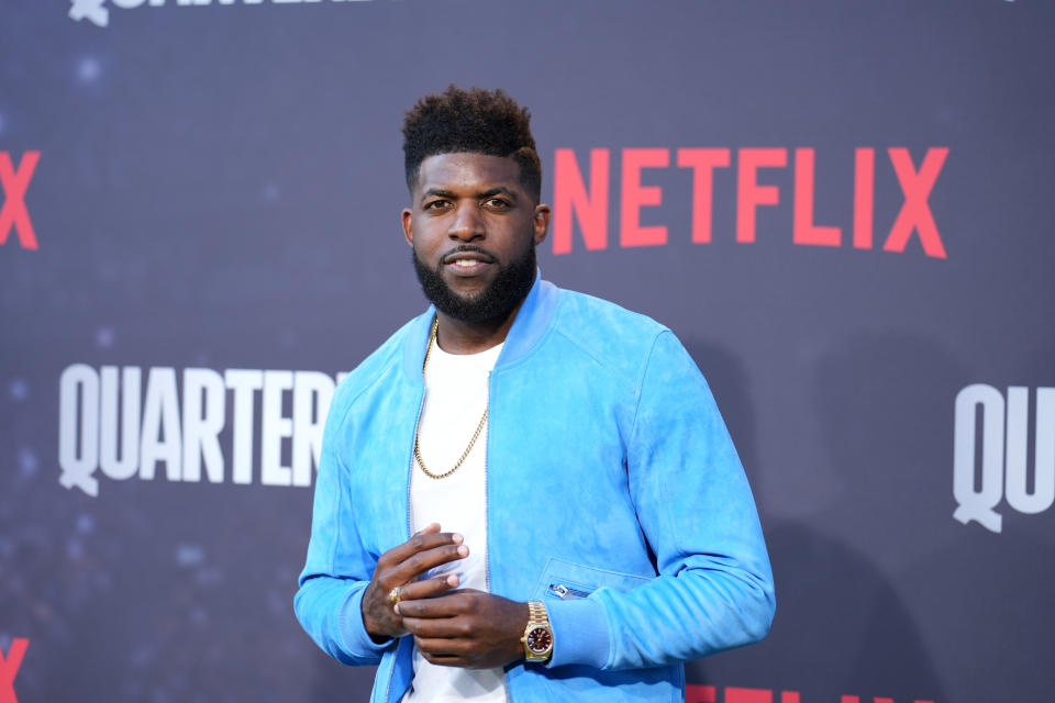 Emmanuel Acho Wearing Blue Jacket And White Shirt