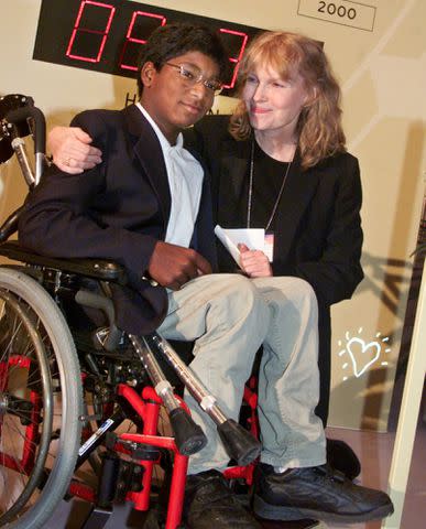 <p>Richard Drew/AP</p> Mia Farrow and Thaddeus Farrow as they participate in the global summit on polio eradication on September 27, 2000 at the United Nations Headquarters.