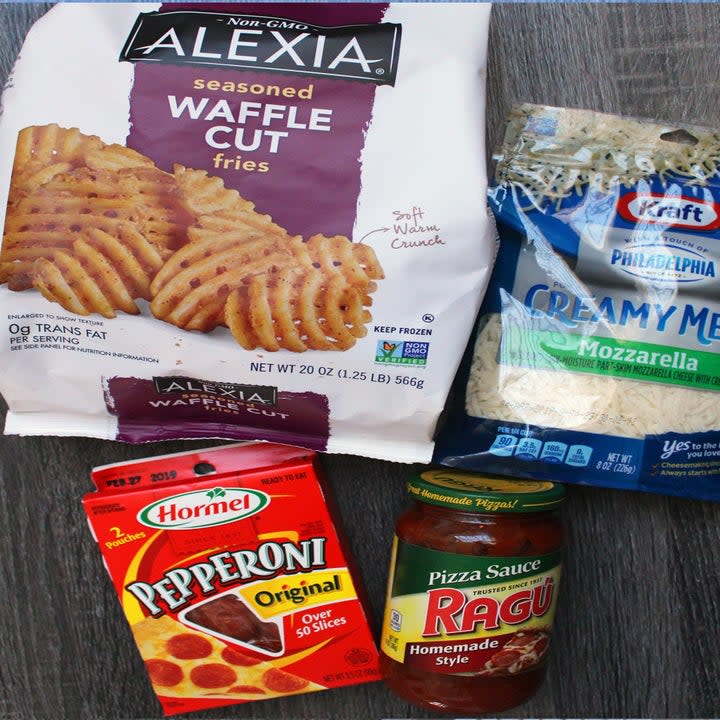 Ingredients for waffle fries pizza