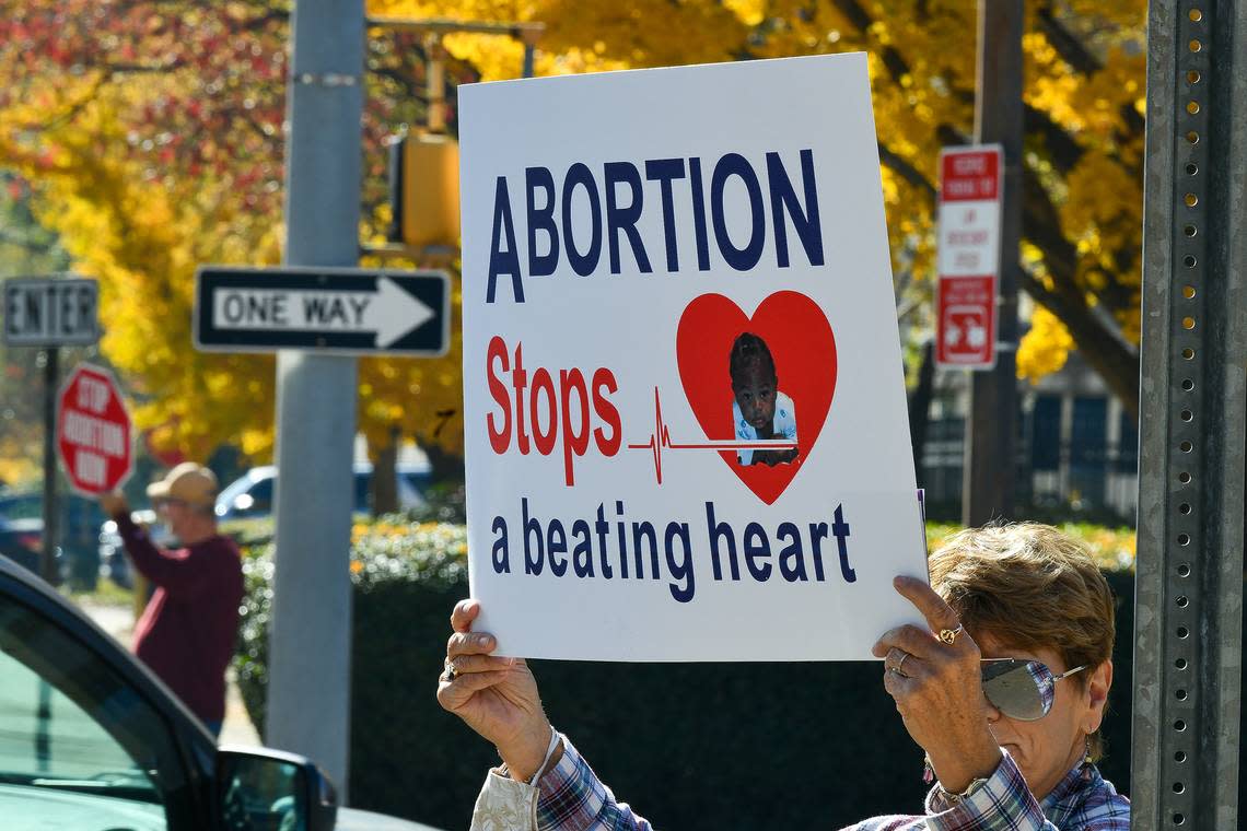 Members of Chattahoochee Valley United for Life, the Knights of Columbus, and East Alabama Right to Life hold a protest against abortion outside the federal court House on 12th Street Wednesday afternoon, the same day the United States Supreme Courts heard oral arguments in a case involving Mississippi’s law banning abortions after 15 weeks. 12/01/2021