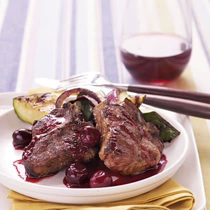 Grilled Lamb Chops with Cherry Port Sauce