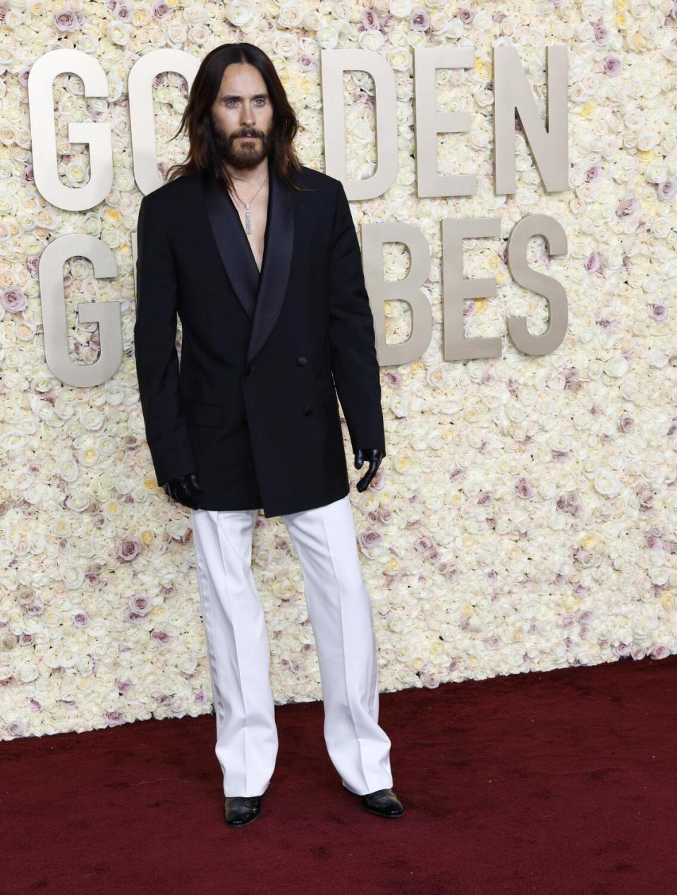 Jared Leto on the red carpet of the 81st Annual Golden