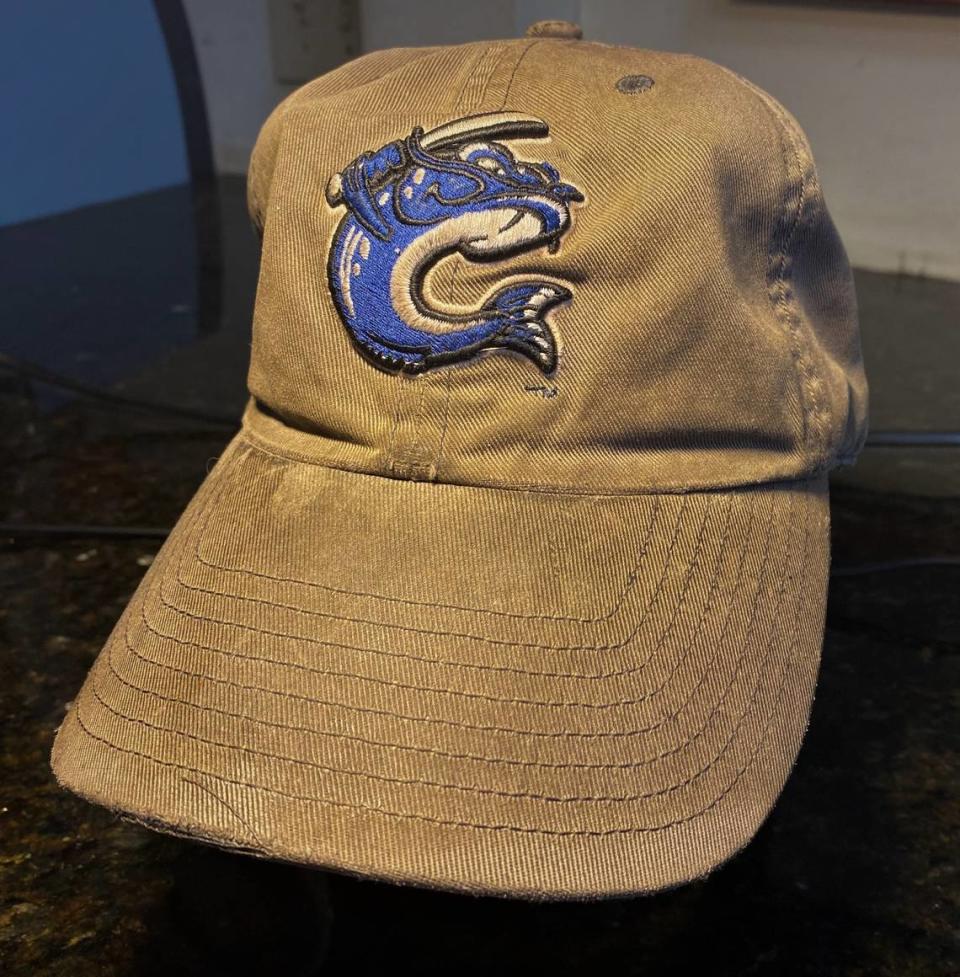 A picture of a hat with the Columbus Catfish logo. Tim Chitwood