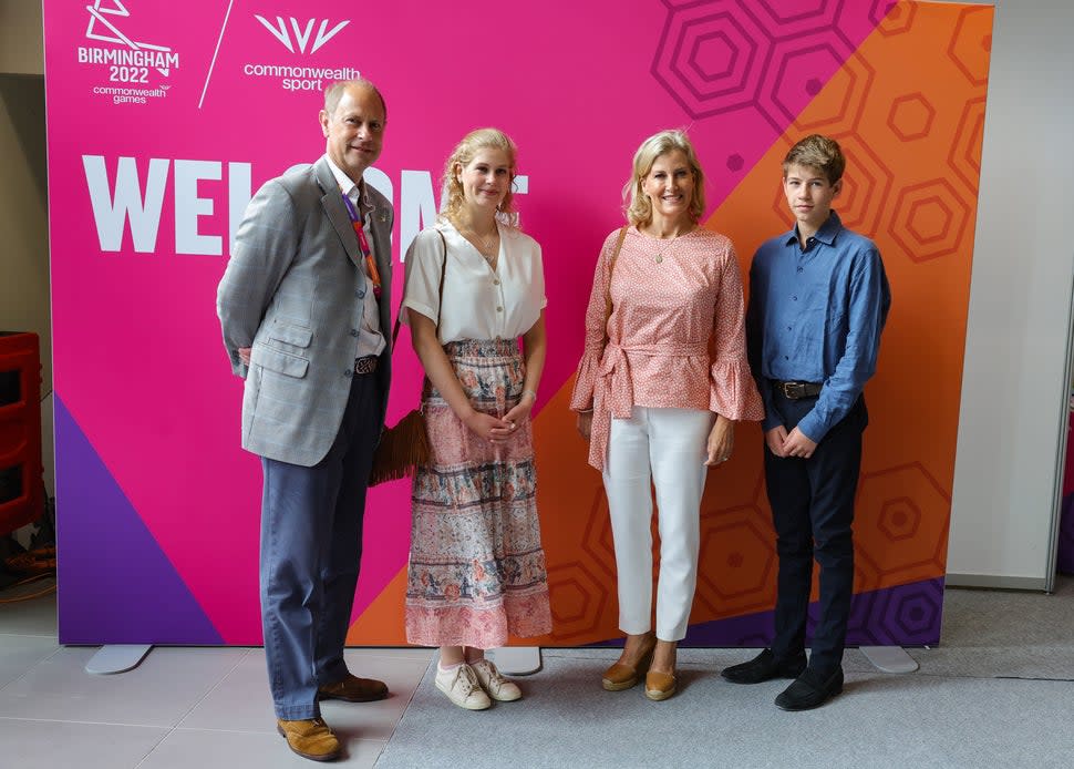 Prince Edward poses with his family at the 2022 Commonwealth Games.