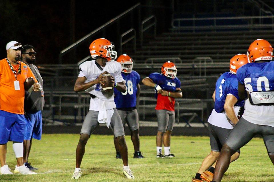 This fall, senior Miche Estime is set to take the place of former Palm Beach Gardens quarterback Brand Campbell.