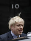 Britain's Prime Minister Boris Johnson leaves 10 Downing Street to travel to Buckingham Palace, London, to meet with Queen Elizabeth II on Friday, Dec. 13, 2019. Prime Minister Boris Johnson's Conservative Party has won a solid majority of seats in Britain's Parliament — a decisive outcome to a Brexit-dominated election that should allow Johnson to fulfil his plan to take the U.K. out of the European Union next month. (AP Photo/Matt Dunham)