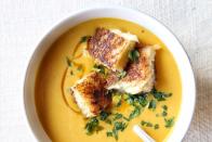 <p>Upgrade your lunch time with this cozy, comforting next-level soup-and-sandwich combo.<br><br>Get the <strong><a href="https://www.delish.com/cooking/recipe-ideas/recipes/a49770/creamy-pumpkin-soup-with-grilled-cheese-croutons-recipe/" rel="nofollow noopener" target="_blank" data-ylk="slk:Creamy Pumpkin Soup with Grilled Cheese Croutons recipe;elm:context_link;itc:0;sec:content-canvas" class="link ">Creamy Pumpkin Soup with Grilled Cheese Croutons recipe</a></strong>.</p>