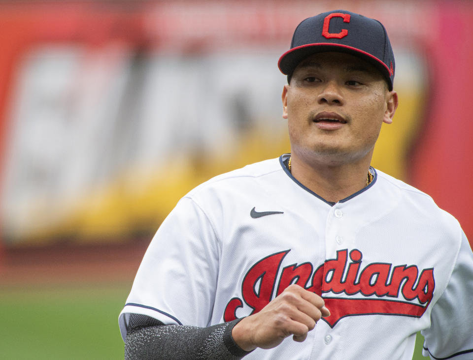 Cleveland Indians' Yu Chang ，張育成。(AP Photo/Phil Long)