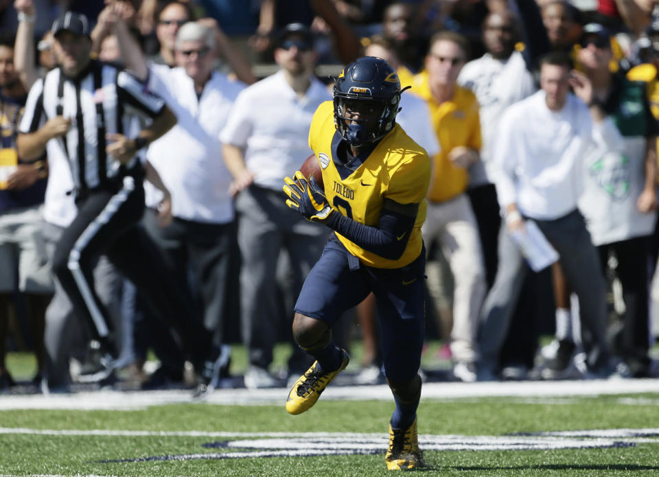 Toledo wide receiver Diontae Johnson (3) was drafted by the Steelers in the third round. (AP)