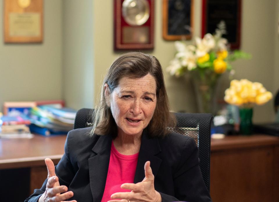 University of Michigan law professor and MSNBC commentator Barbara McQuade spoke with Detroit Free Press about disinformation in her office of the university campus on Feb. 23.