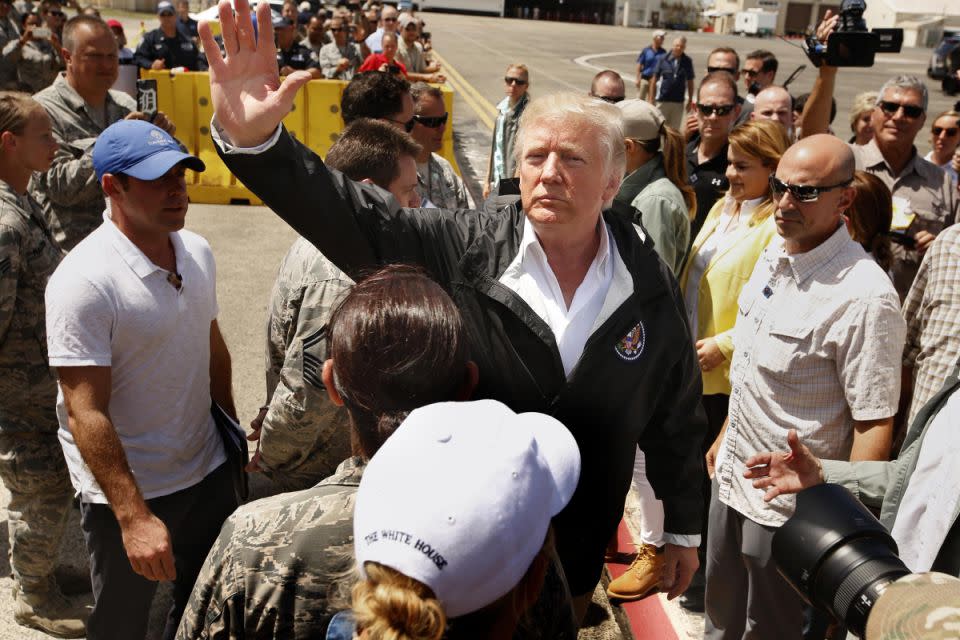 It was the President's first visit to the island since it was devastated by Hurricane Maria. Photo: Getty Images